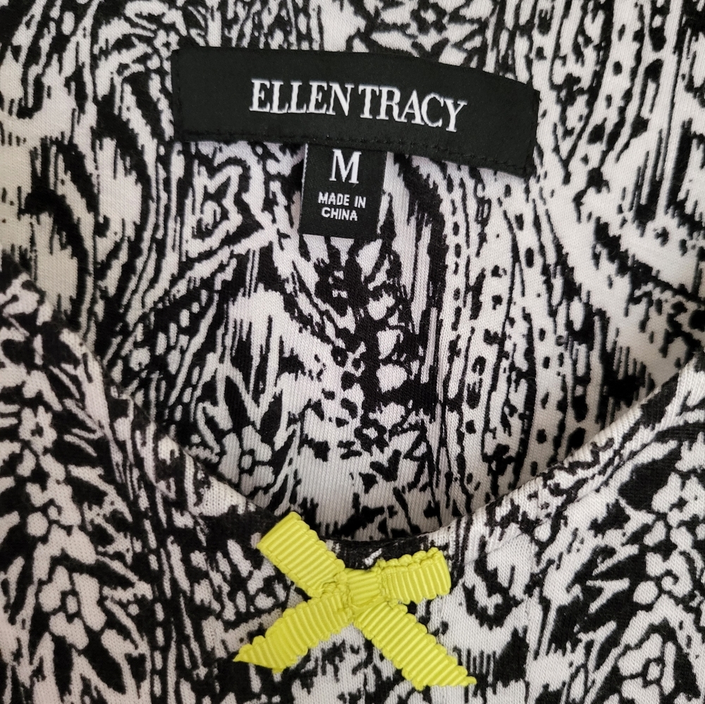 NWT Ellen Tracy Black/White Floral Dress Sleepwear Sz M - Picture 3 of 4